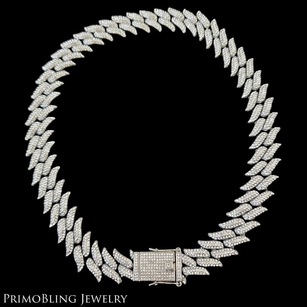 Iced Out Jagged Cuban Link Chain - Picture 2 of 3
